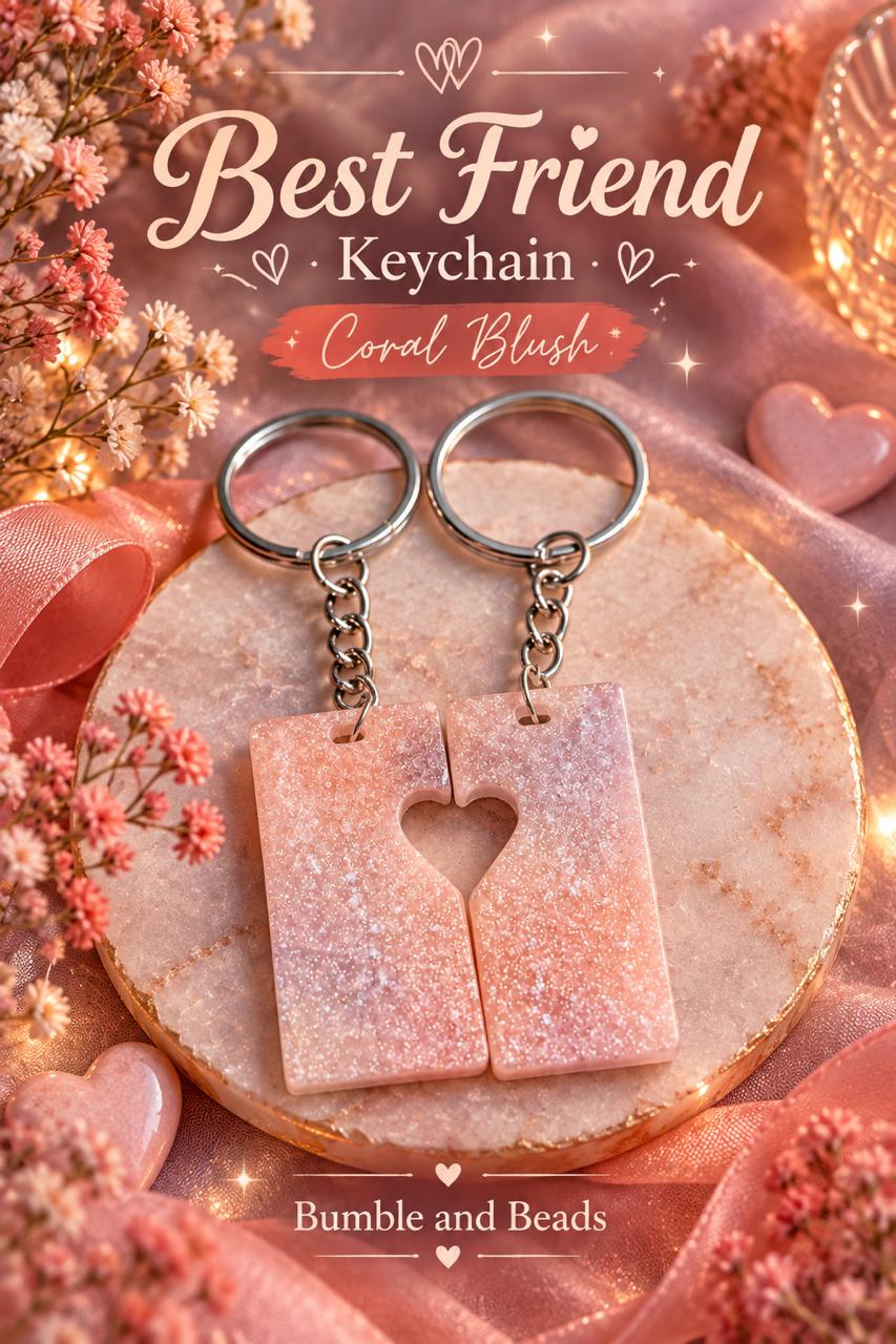 Bestfriend keychain, coral blush
